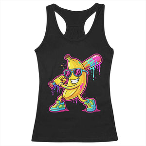 Banana Baseball Drip Racerback Tank Top Funny Baseball Drip Ice Cream Kids Youth Boys TS10 Black Print Your Wear