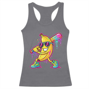 Banana Baseball Drip Racerback Tank Top Funny Baseball Drip Ice Cream Kids Youth Boys TS10 Charcoal Print Your Wear