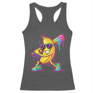Banana Baseball Drip Racerback Tank Top Funny Baseball Drip Ice Cream Kids Youth Boys TS10 Dark Heather Print Your Wear