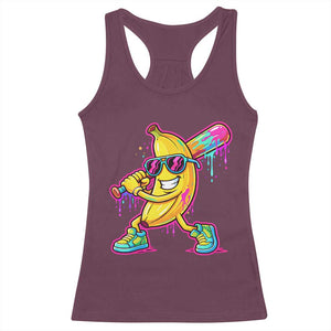 Banana Baseball Drip Racerback Tank Top Funny Baseball Drip Ice Cream Kids Youth Boys TS10 Maroon Print Your Wear