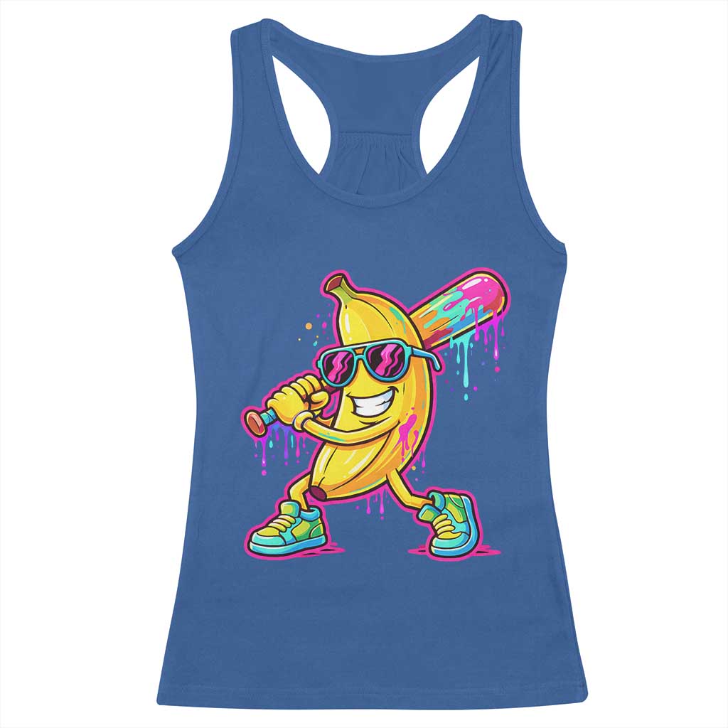 Banana Baseball Drip Racerback Tank Top Funny Baseball Drip Ice Cream Kids Youth Boys TS10 Royal Blue Print Your Wear