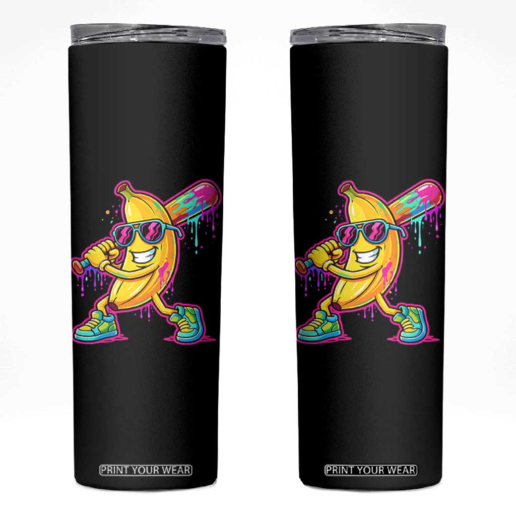 Banana Baseball Drip Skinny Tumbler Funny Baseball Drip Ice Cream Kids Youth Boys TS10 Black Print Your Wear