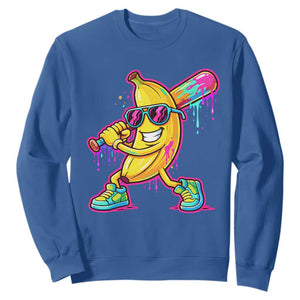Banana Baseball Drip Sweatshirt Funny Baseball Drip Ice Cream Kids Youth Boys TS10 Royal Blue Print Your Wear