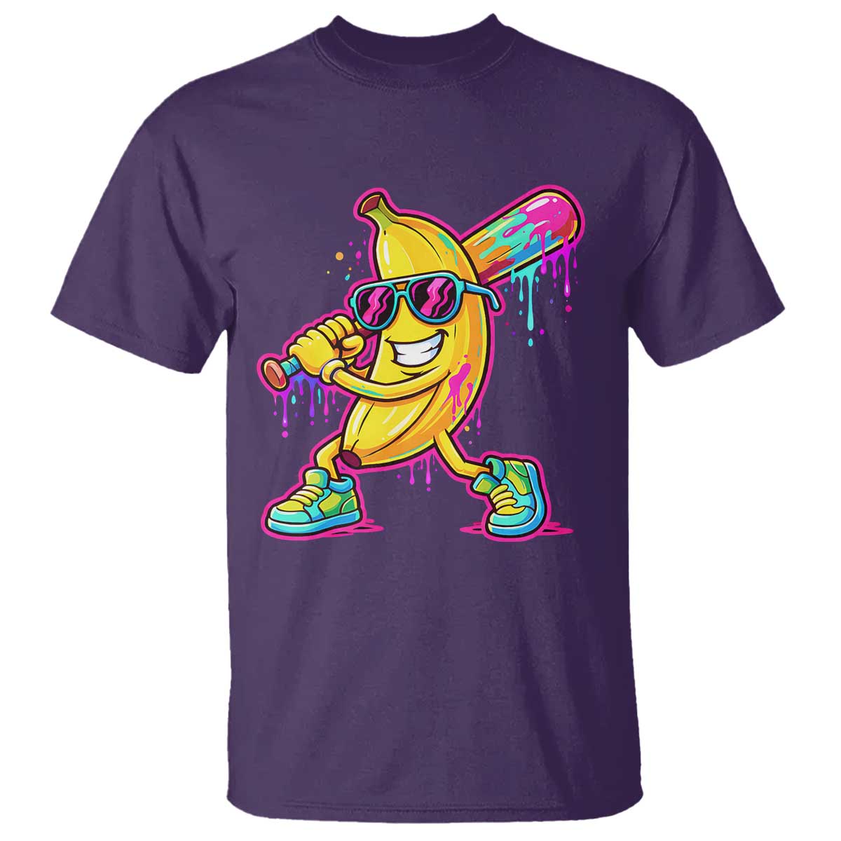Banana Baseball Drip T Shirt Funny Baseball Drip Ice Cream Kids Youth Boys TS10 Purple Print Your Wear