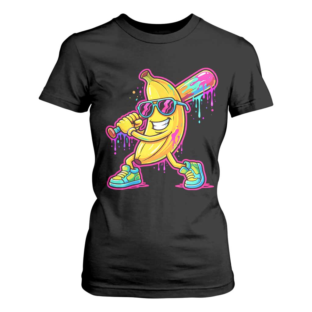 Banana Baseball Drip T Shirt For Women Funny Baseball Drip Ice Cream Kids Youth Boys TS10 Black Print Your Wear