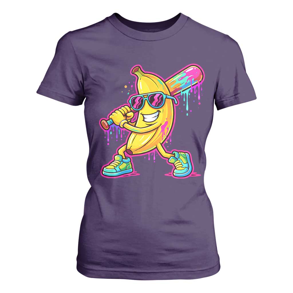 Banana Baseball Drip T Shirt For Women Funny Baseball Drip Ice Cream Kids Youth Boys TS10 Purple Print Your Wear