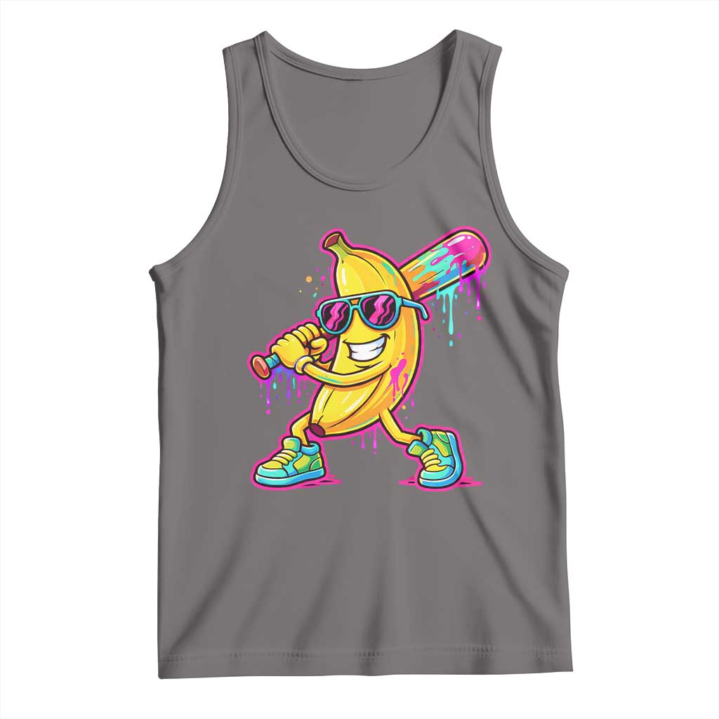 Banana Baseball Drip Tank Top Funny Baseball Drip Ice Cream Kids Youth Boys TS10 Deep Heather Print Your Wear