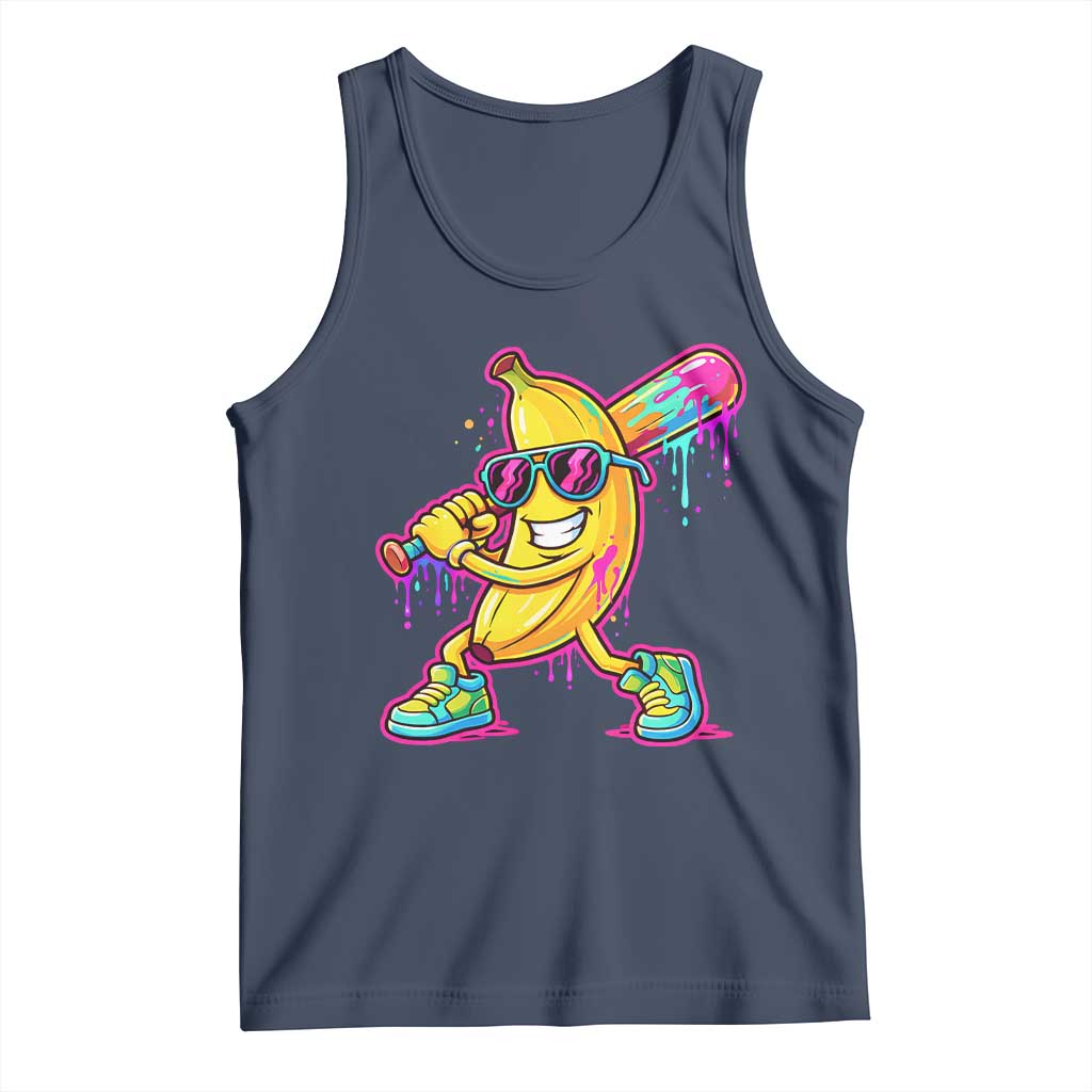 Banana Baseball Drip Tank Top Funny Baseball Drip Ice Cream Kids Youth Boys TS10 Navy Print Your Wear