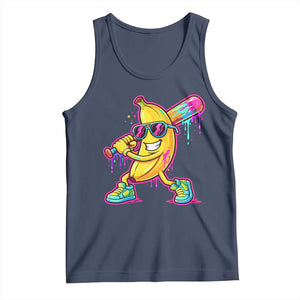 Banana Baseball Drip Tank Top Funny Baseball Drip Ice Cream Kids Youth Boys TS10 Navy Print Your Wear