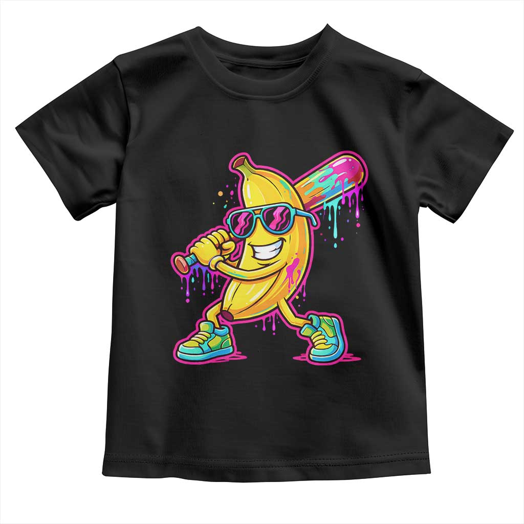Banana Baseball Drip Toddler T Shirt Funny Baseball Drip Ice Cream Kids Youth Boys TS10 Black Print Your Wear