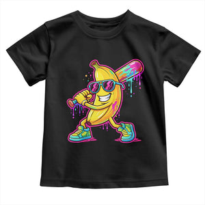 Banana Baseball Drip Toddler T Shirt Funny Baseball Drip Ice Cream Kids Youth Boys TS10 Black Print Your Wear