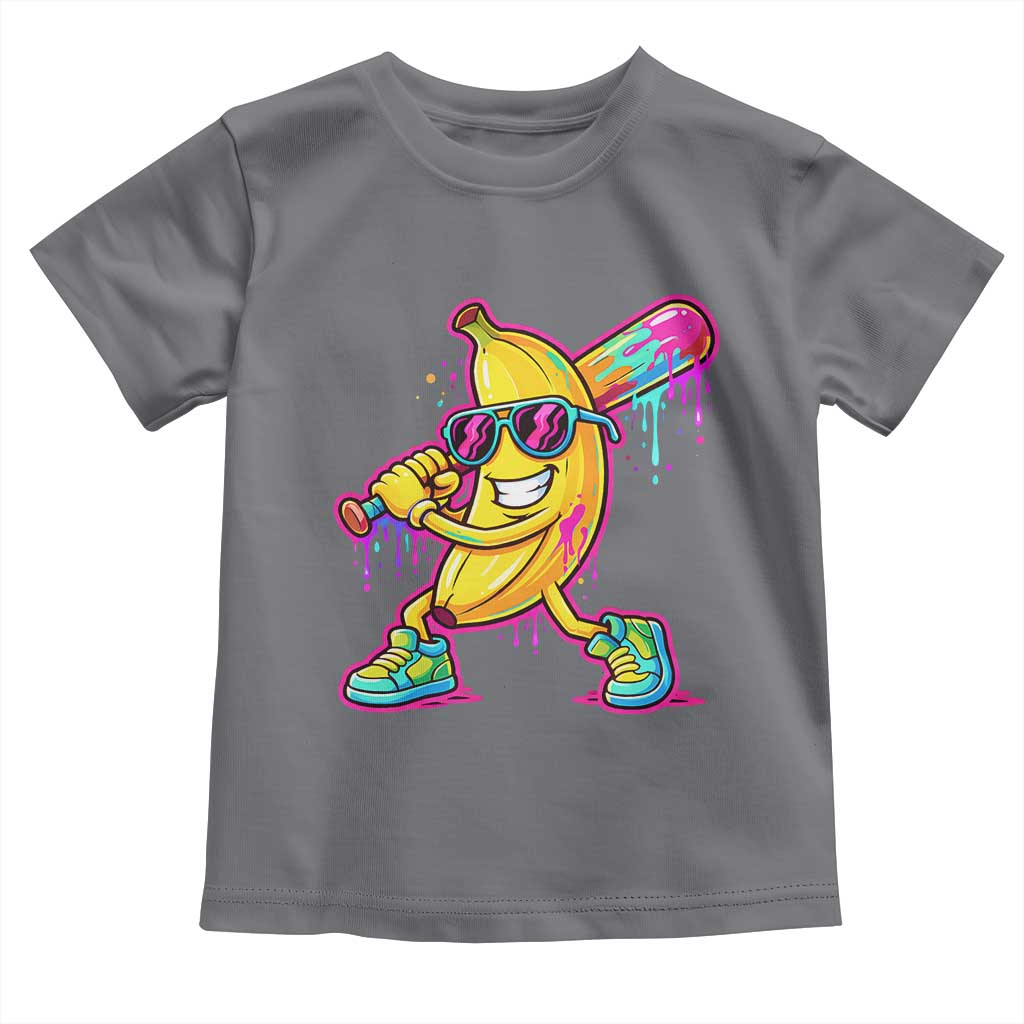 Banana Baseball Drip Toddler T Shirt Funny Baseball Drip Ice Cream Kids Youth Boys TS10 Charcoal Print Your Wear