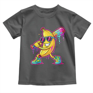 Banana Baseball Drip Toddler T Shirt Funny Baseball Drip Ice Cream Kids Youth Boys TS10 Dark Heather Print Your Wear