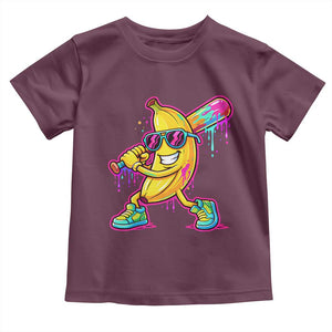 Banana Baseball Drip Toddler T Shirt Funny Baseball Drip Ice Cream Kids Youth Boys TS10 Maroon Print Your Wear