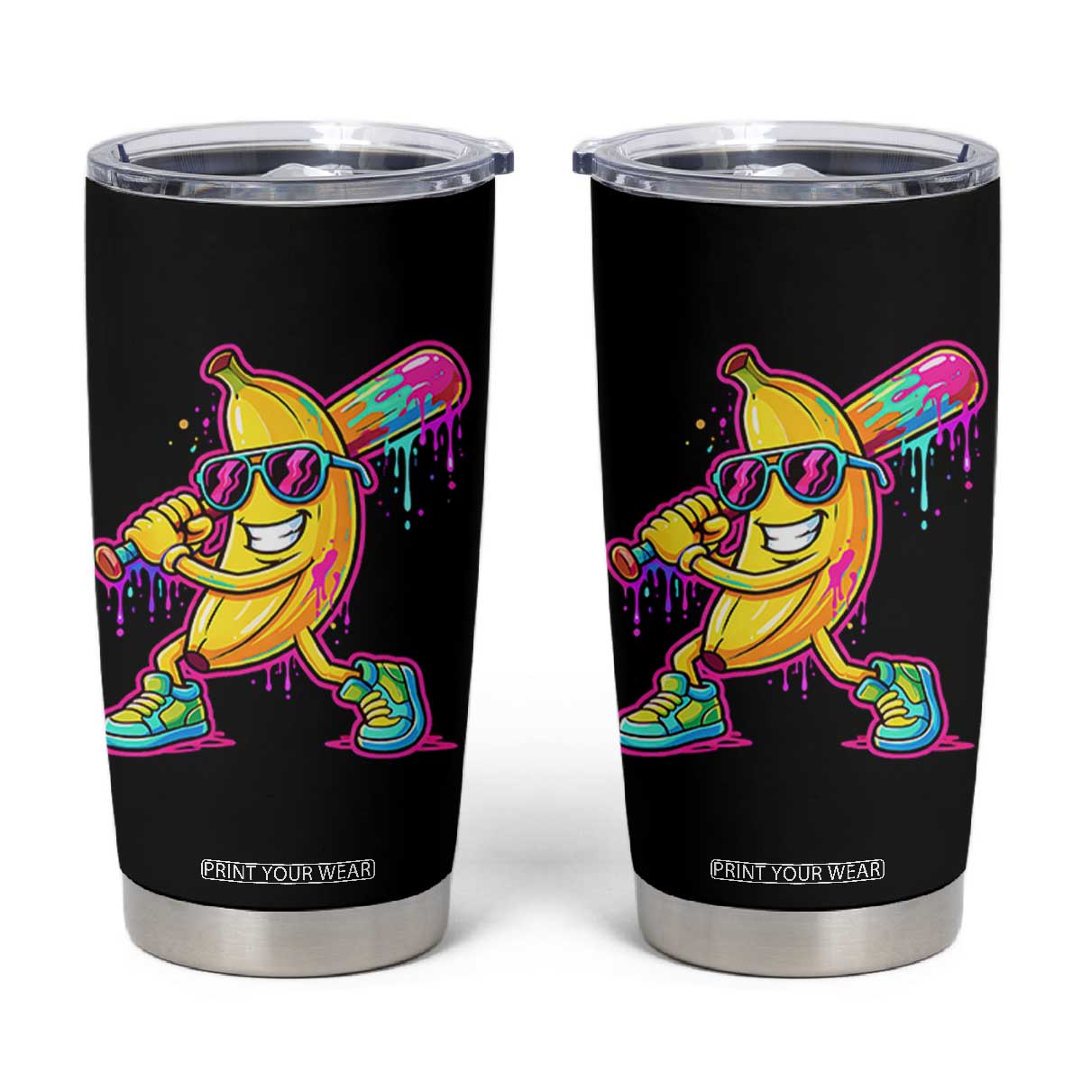 Banana Baseball Drip Tumbler Cup Funny Baseball Drip Ice Cream Kids Youth Boys TS10 Black Print Your Wear