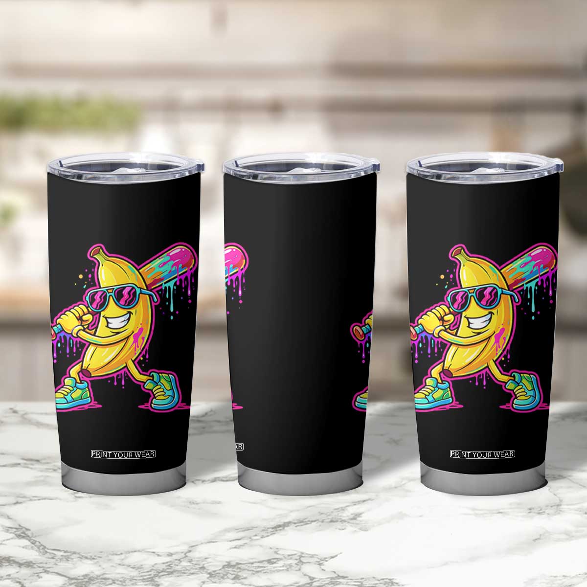 Banana Baseball Drip Tumbler Cup Funny Baseball Drip Ice Cream Kids Youth Boys TS10 Print Your Wear