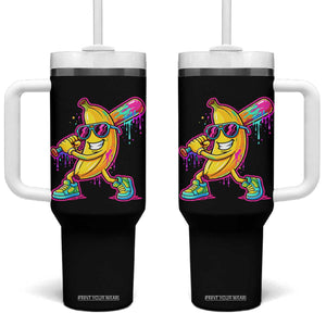 Banana Baseball Drip Tumbler With Handle Funny Baseball Drip Ice Cream Kids Youth Boys TS10 One Size: 40 oz Black Print Your Wear