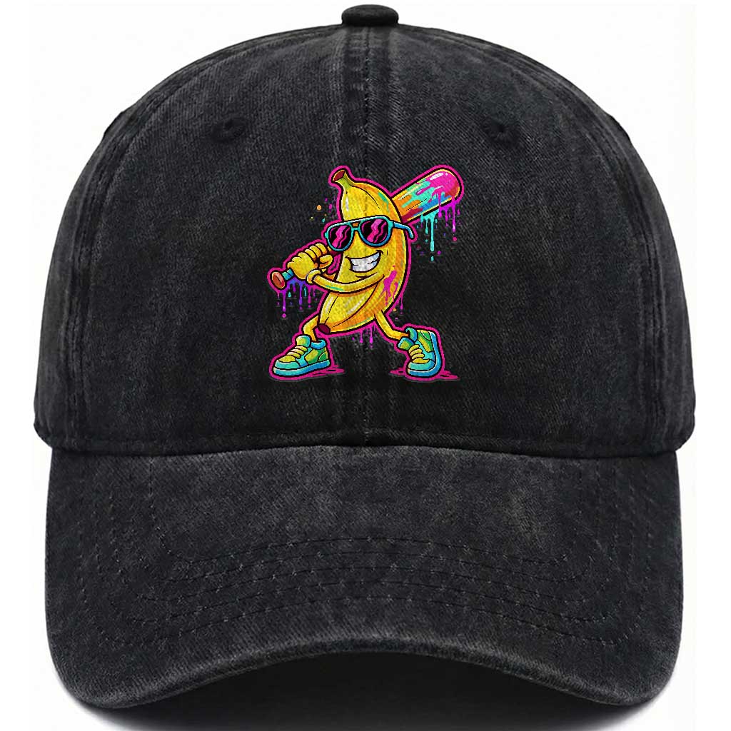 Banana Baseball Drip Washed Cotton Baseball Cap Funny Baseball Drip Ice Cream Kids Youth Boys