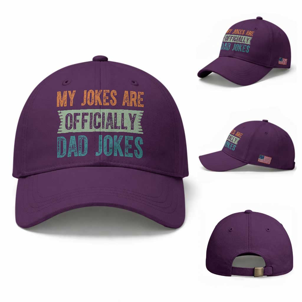 My Jokes Are Officially Dad Jokes Baseball Cap Funny New Dad First Fathers Day TS10 Baseball Cap Universal Fit Purple Print Your Wear