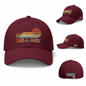 Funny Dad Jokes In A Dad-a-base Baseball Cap Retro Vintage Fathers Day TS10 Baseball Cap Universal Fit Maroon Print Your Wear