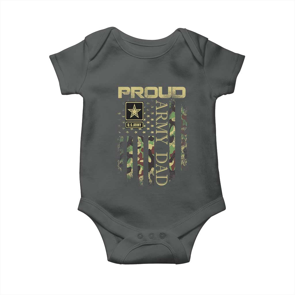 Proud Army Dad Baby Onesie Military Father US Army Camo Flag TS10 Dark Heather Print Your Wear