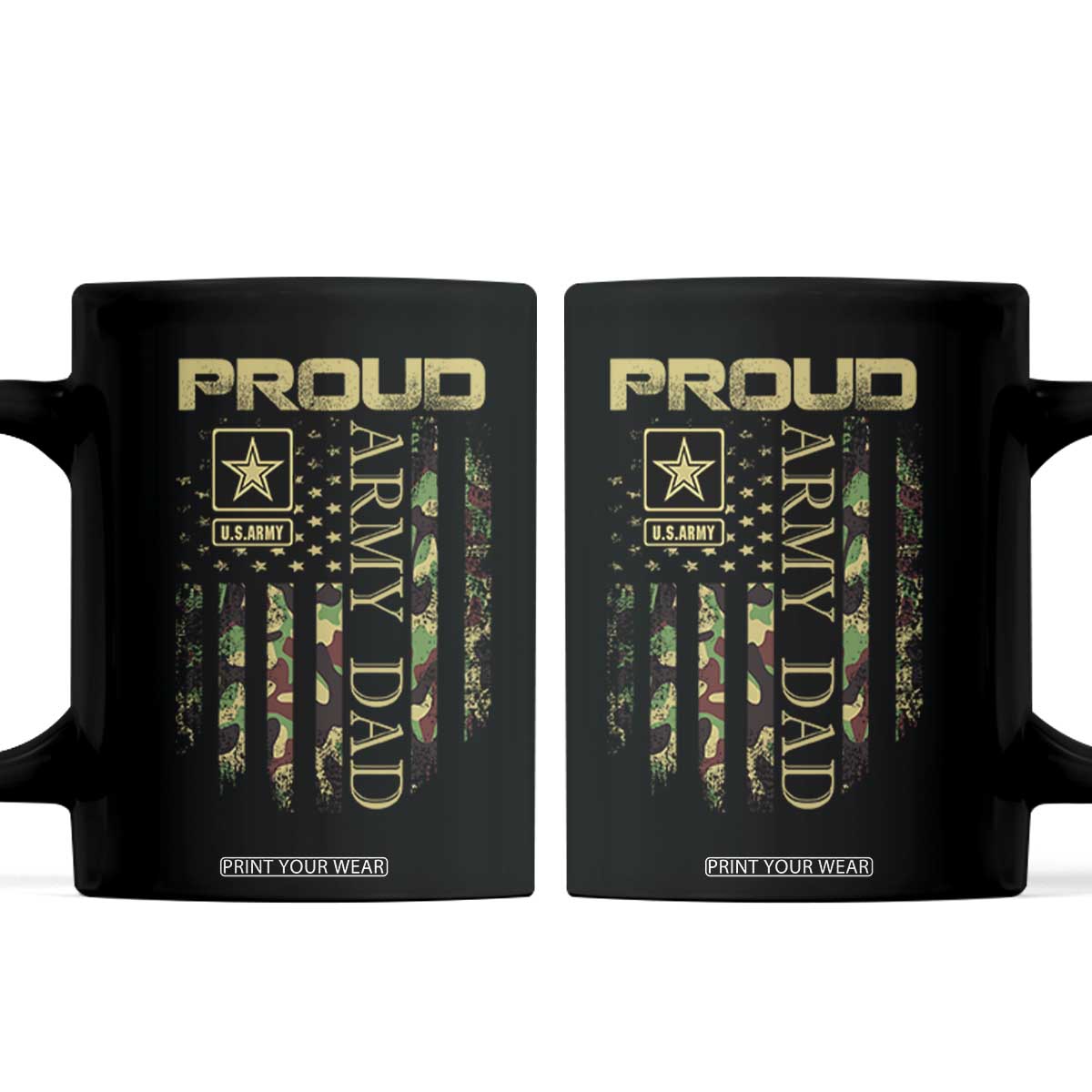 Proud Army Dad Coffee Mug Military Father US Army Camo Flag TS10 Black Print Your Wear