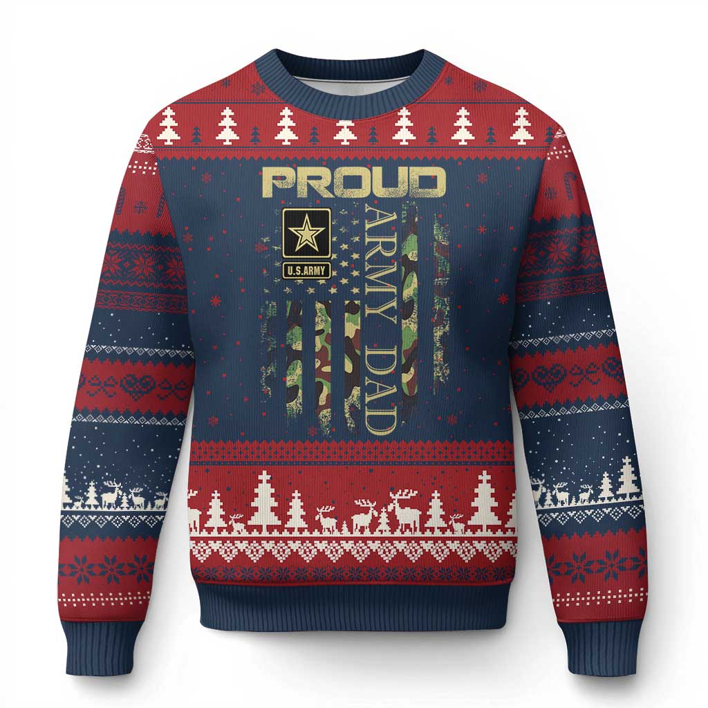 Proud Army Dad Ugly Christmas Sweater Military Father US Army Camo Flag TS10 Navy Red Print Your Wear
