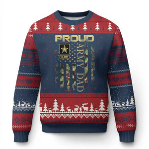 Proud Army Dad Ugly Christmas Sweater Military Father US Army Camo Flag TS10 Navy Red Print Your Wear