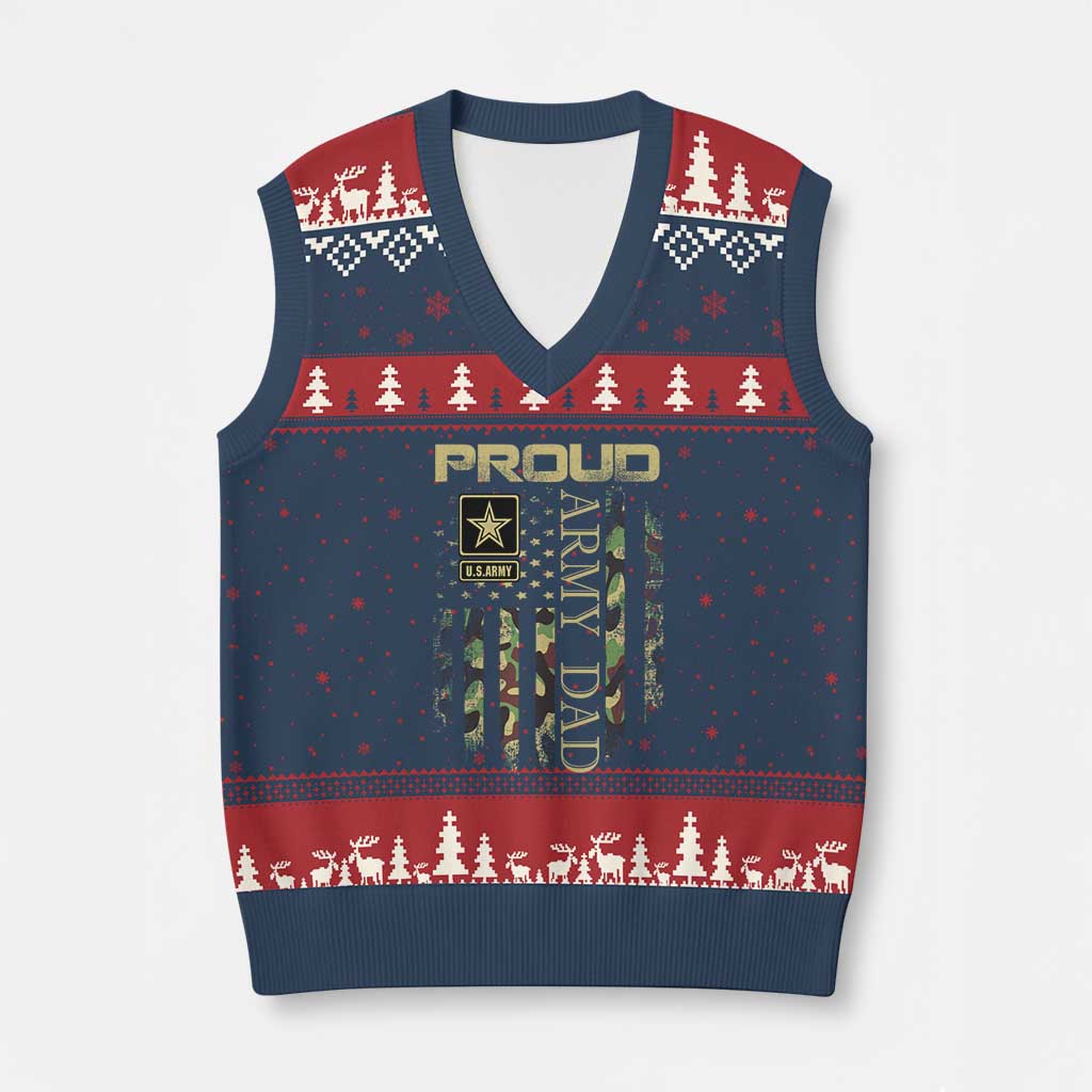 Proud Army Dad V-Neck Knit Sweater Vest Military Father US Army Camo Flag TS10 Navy Red Print Your Wear