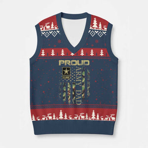 Proud Army Dad V-Neck Knit Sweater Vest Military Father US Army Camo Flag TS10 Navy Red Print Your Wear