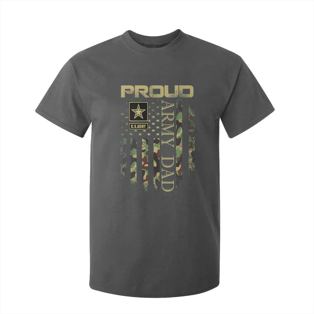 Proud Army Dad T Shirt For Kid Military Father US Army Camo Flag TS10 Dark Heather Print Your Wear
