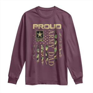 Proud Army Dad Long Sleeve Shirt Military Father US Army Camo Flag TS10 Maroon Print Your Wear