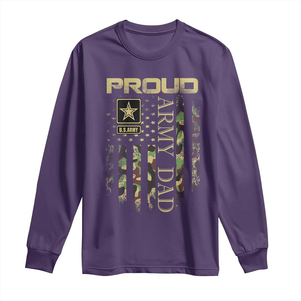 Proud Army Dad Long Sleeve Shirt Military Father US Army Camo Flag TS10 Purple Print Your Wear