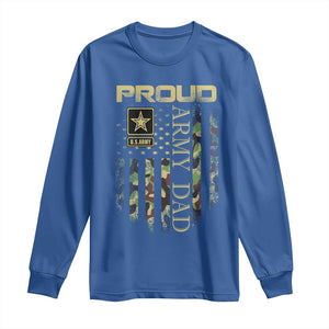 Proud Army Dad Long Sleeve Shirt Military Father US Army Camo Flag TS10 Royal Blue Print Your Wear