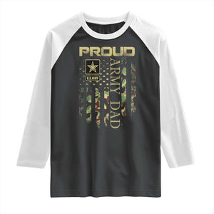 Proud Army Dad Raglan Shirt Military Father US Army Camo Flag TS10 Black White Print Your Wear