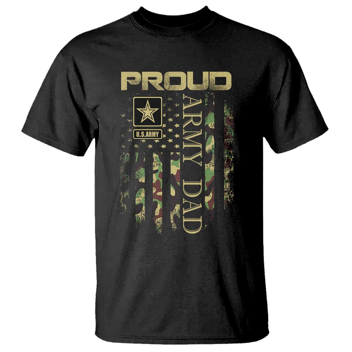 Proud Army Dad T Shirt Military Father US Army Camo Flag TS10 Black Print Your Wear
