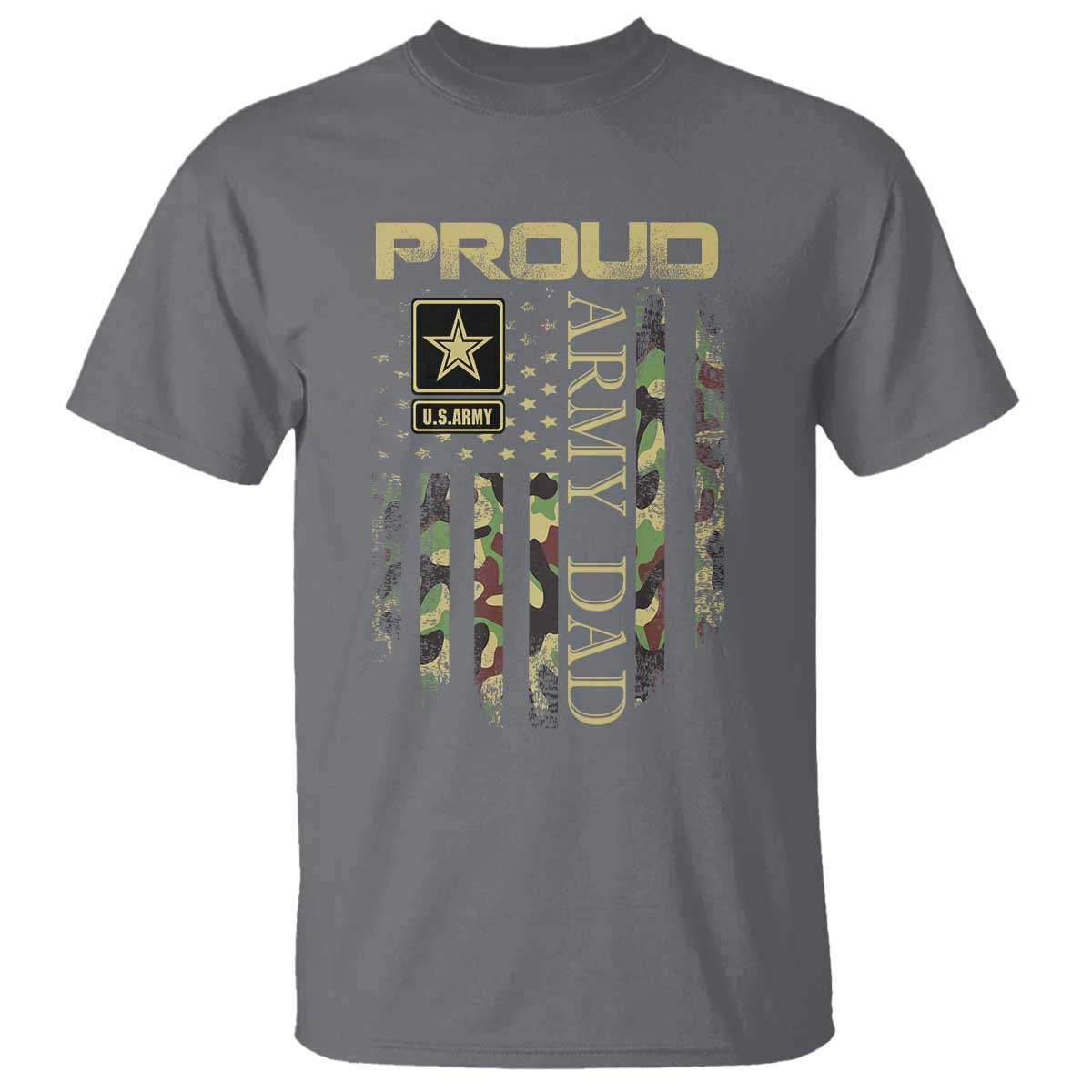 Proud Army Dad T Shirt Military Father US Army Camo Flag TS10 Charcoal Print Your Wear
