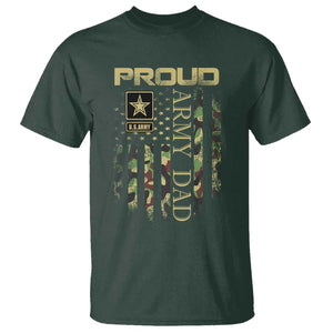 Proud Army Dad T Shirt Military Father US Army Camo Flag TS10 Dark Forest Green Print Your Wear