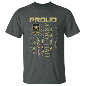 Proud Army Dad T Shirt Military Father US Army Camo Flag TS10 Dark Heather Print Your Wear