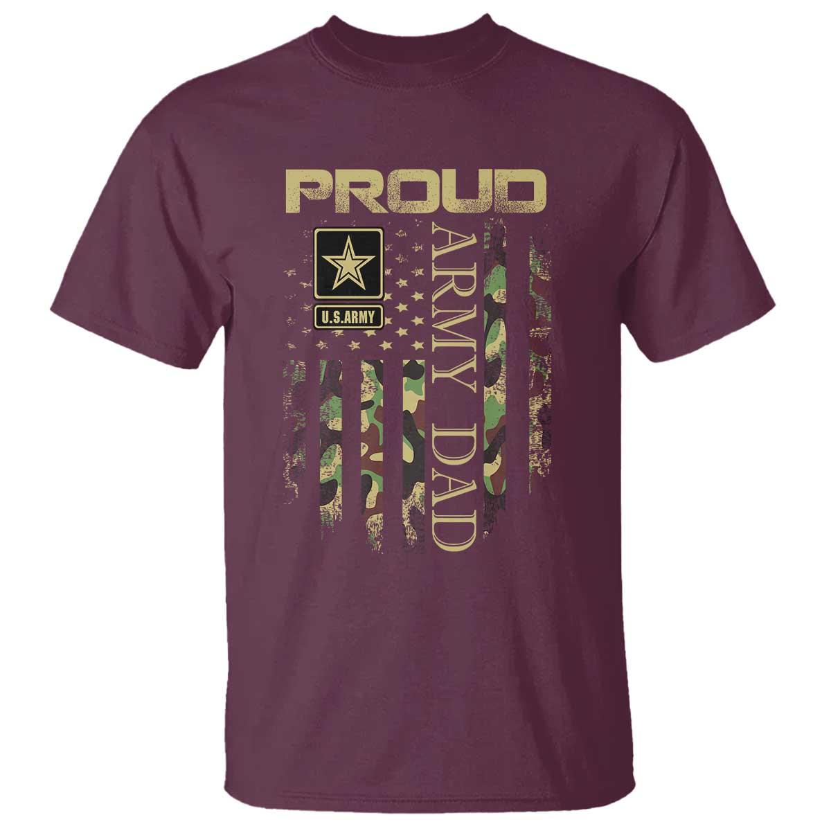 Proud Army Dad T Shirt Military Father US Army Camo Flag TS10 Maroon Print Your Wear