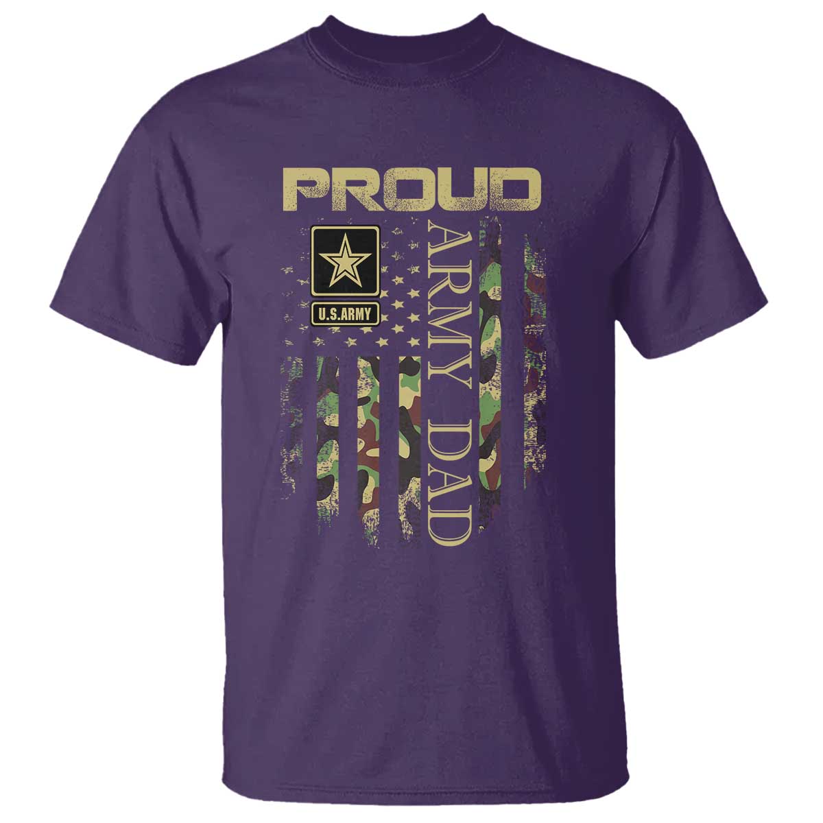 Proud Army Dad T Shirt Military Father US Army Camo Flag TS10 Purple Print Your Wear