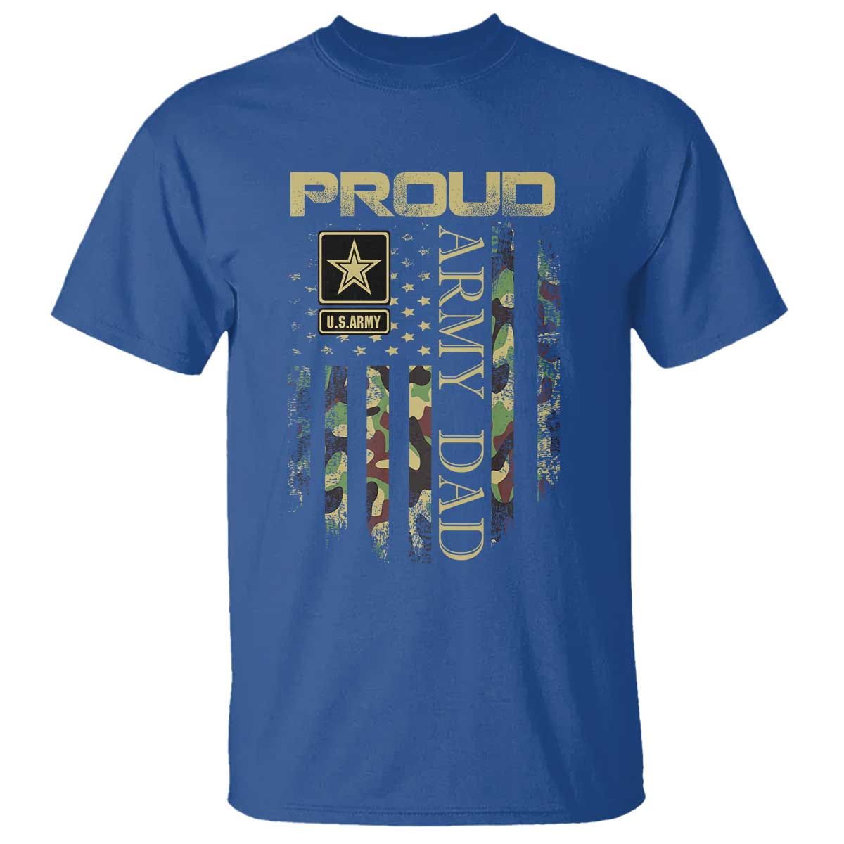 Proud Army Dad T Shirt Military Father US Army Camo Flag TS10 Royal Blue Print Your Wear