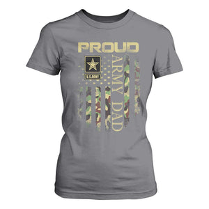 Proud Army Dad T Shirt For Women Military Father US Army Camo Flag TS10 Charcoal Print Your Wear