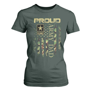 Proud Army Dad T Shirt For Women Military Father US Army Camo Flag TS10 Dark Forest Green Print Your Wear