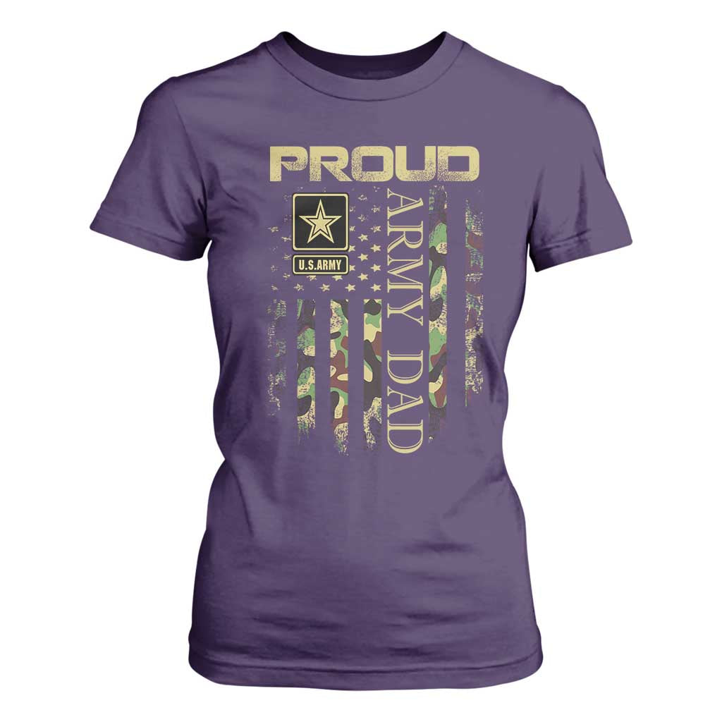 Proud Army Dad T Shirt For Women Military Father US Army Camo Flag TS10 Purple Print Your Wear