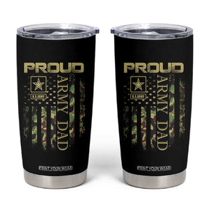Proud Army Dad Tumbler Cup Military Father US Army Camo Flag TS10 Black Print Your Wear
