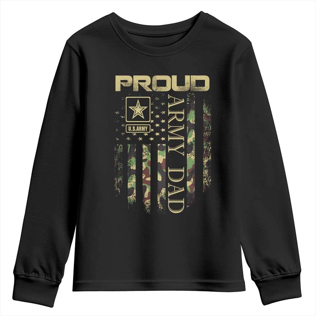 Proud Army Dad Youth Sweatshirt Military Father US Army Camo Flag TS10 Black Print Your Wear