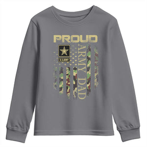 Proud Army Dad Youth Sweatshirt Military Father US Army Camo Flag TS10 Charcoal Print Your Wear