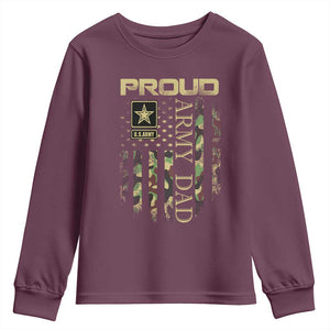 Proud Army Dad Youth Sweatshirt Military Father US Army Camo Flag TS10 Maroon Print Your Wear