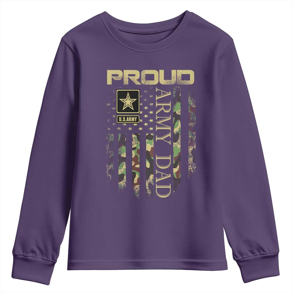 Proud Army Dad Youth Sweatshirt Military Father US Army Camo Flag TS10 Purple Print Your Wear